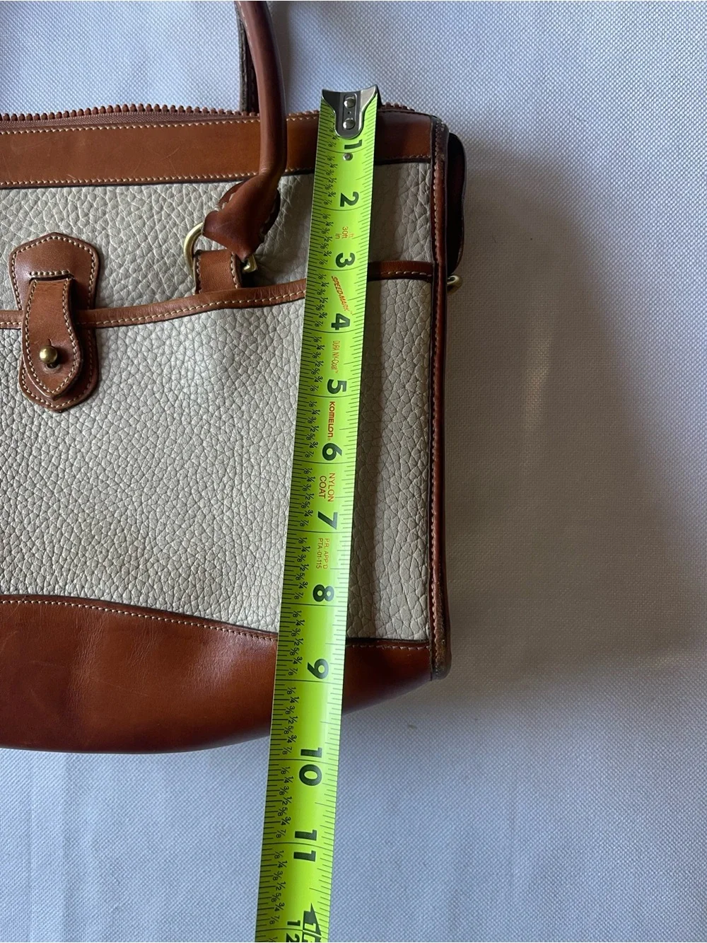 Dooney & Bourke All Weather Leather satchel Bag Vintage 80’s Purse Cream Brown